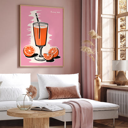 Italian Spritz, Rome 1967 Pink Kitchen Wall Art