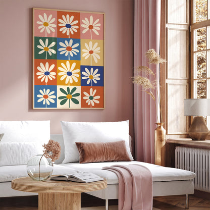 Retro Daisies Flowers Poster