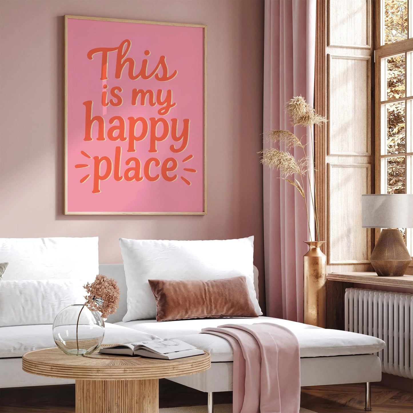 This is my happy place Poster - Positive Quote Pink Art Print