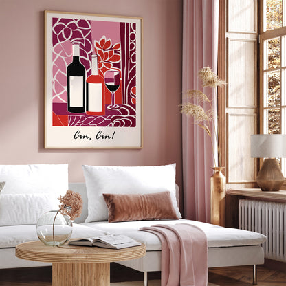 Cin Cin Wine Retro Art Print