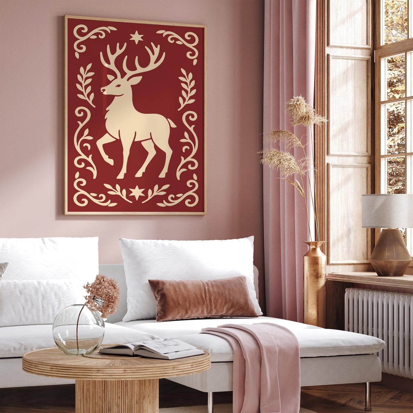 Reindeer Poster, Christmas Style Home Decor