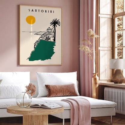 Santorini Greece Landscape Travel Poster