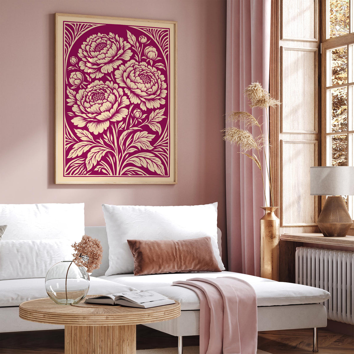 Vintage Peonies Floral Poster