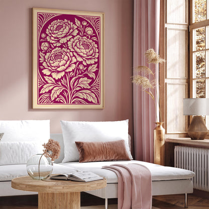 Vintage Peonies Floral Poster