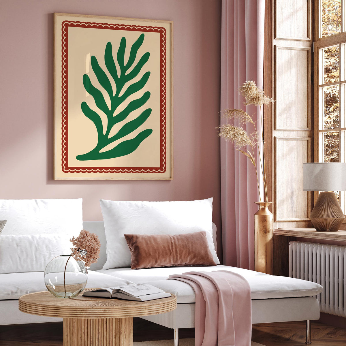 Retro Green Leaf Matisse Style Art Poster