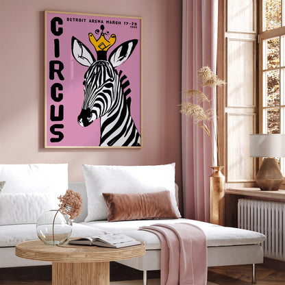 1993 Detroit Arena Circus Retro Zebra Poster