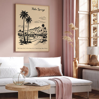 Palm Springs California Cityscape Travel Poster