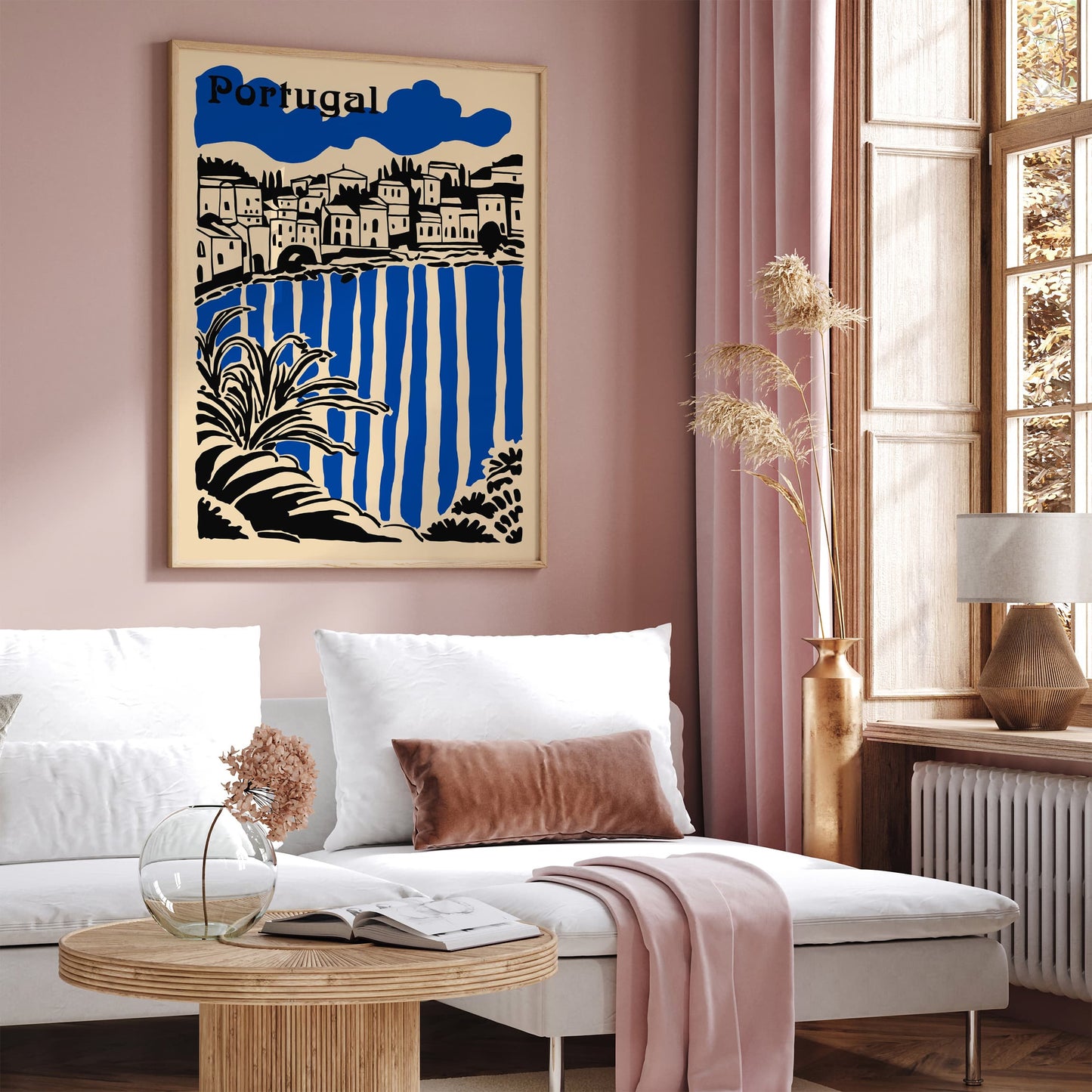 Portugal Cityscape Poster - Blue Travel Wall Art Print