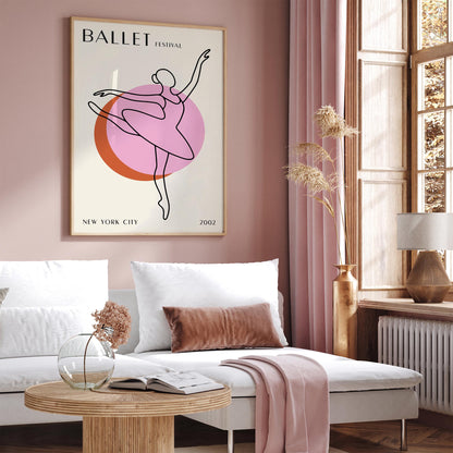 Ballet Festival New York City Poster - Modern Dance Line Art Print