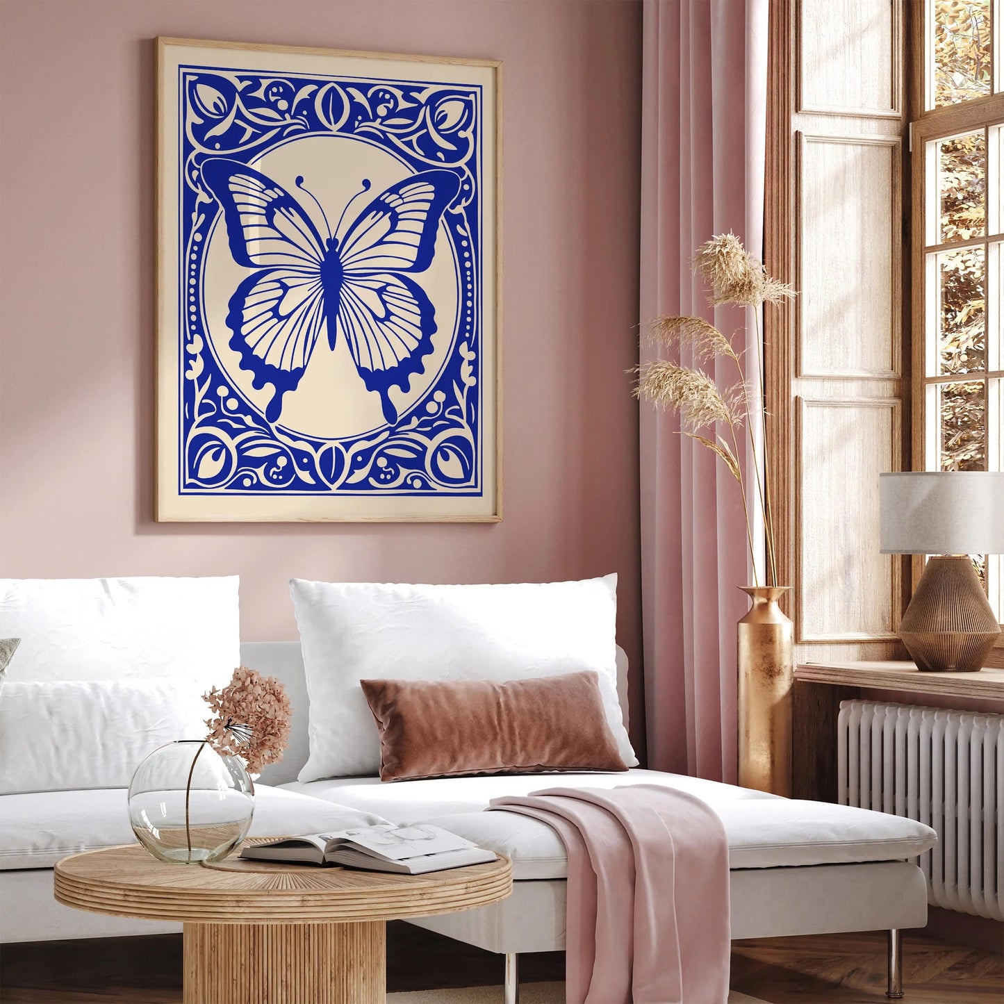 Blue Rococo Butterfly Elegant Art Print