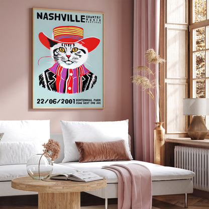Nashville Country Music Cat Poster