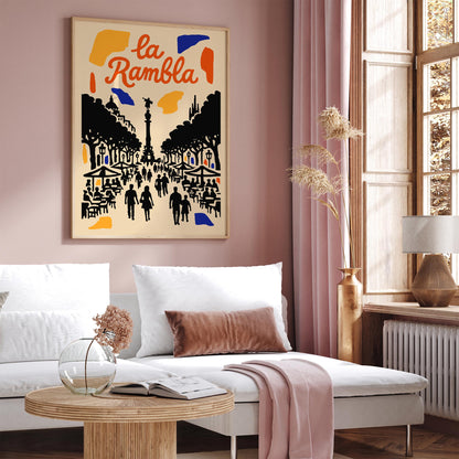 Barcelona La Rambla Travel Poster
