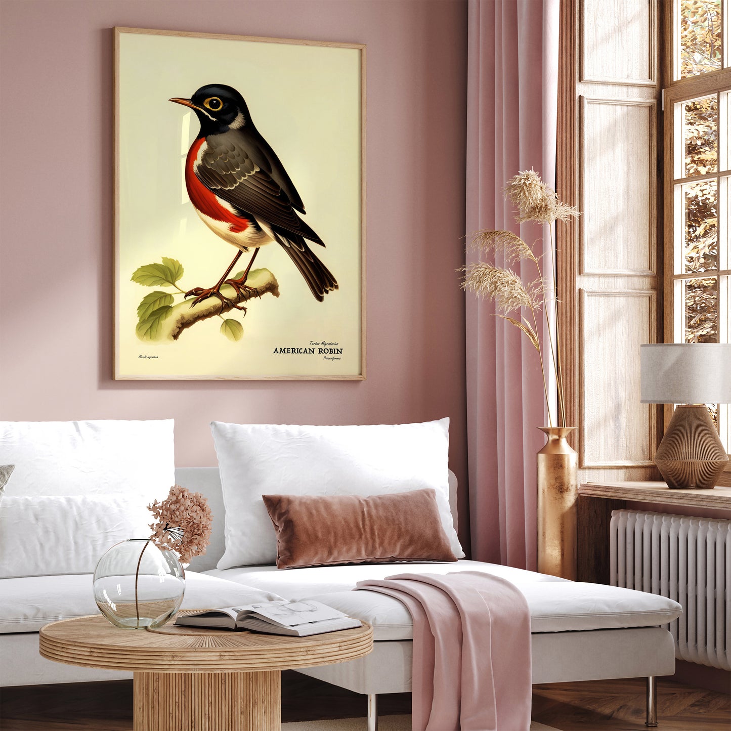 American Robin Vintage Bird Artwork Poster