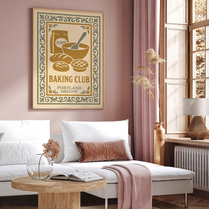Baking Club Portland Oregon Poster - Kitchen Wall Art