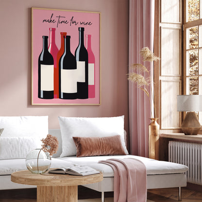 Make Time for Wine Pink Kitchen Poster