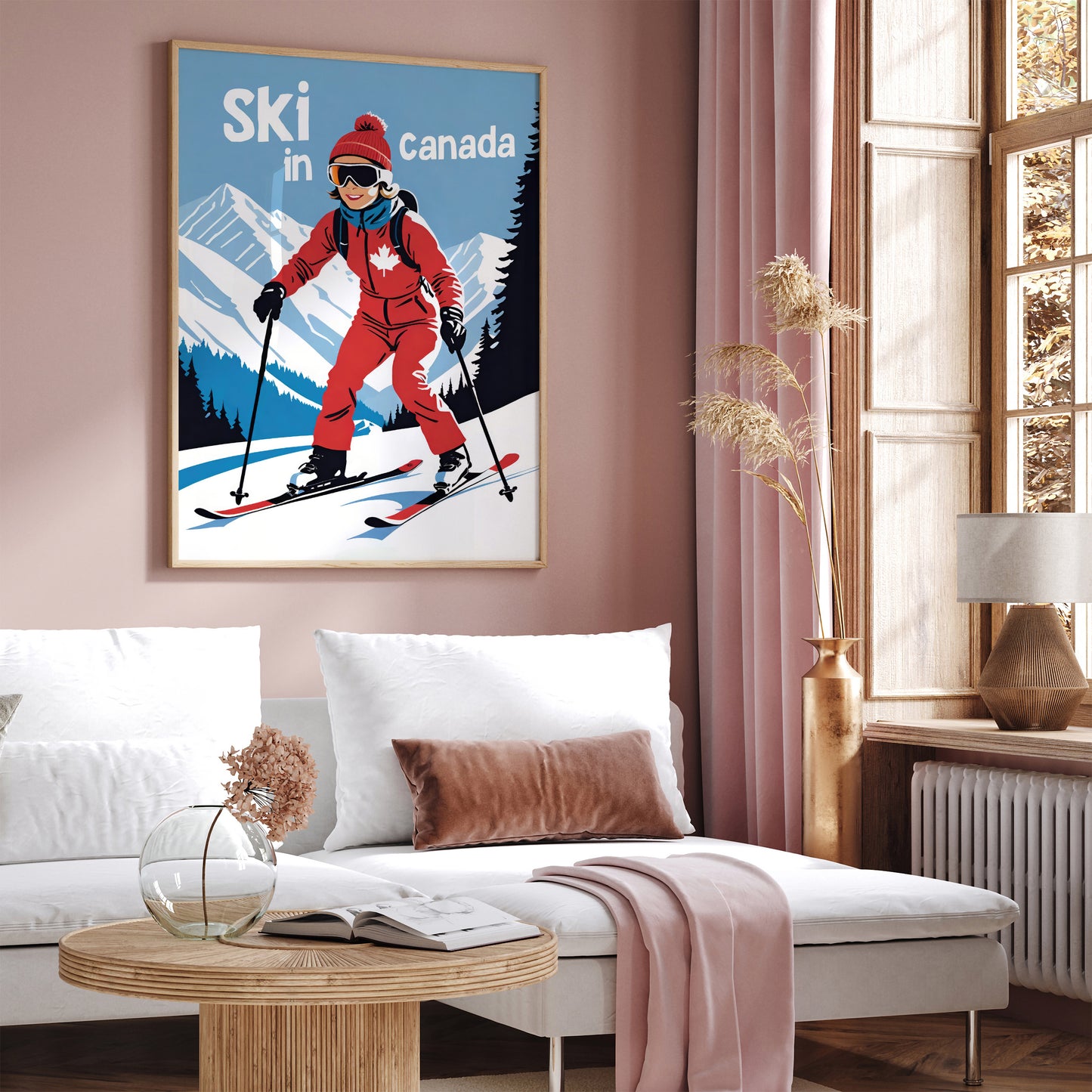 Ski in Canada Retro Travel Poster