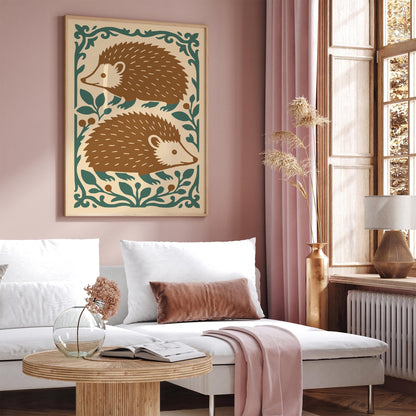 Autumn Hedgehogs Art Print 2026