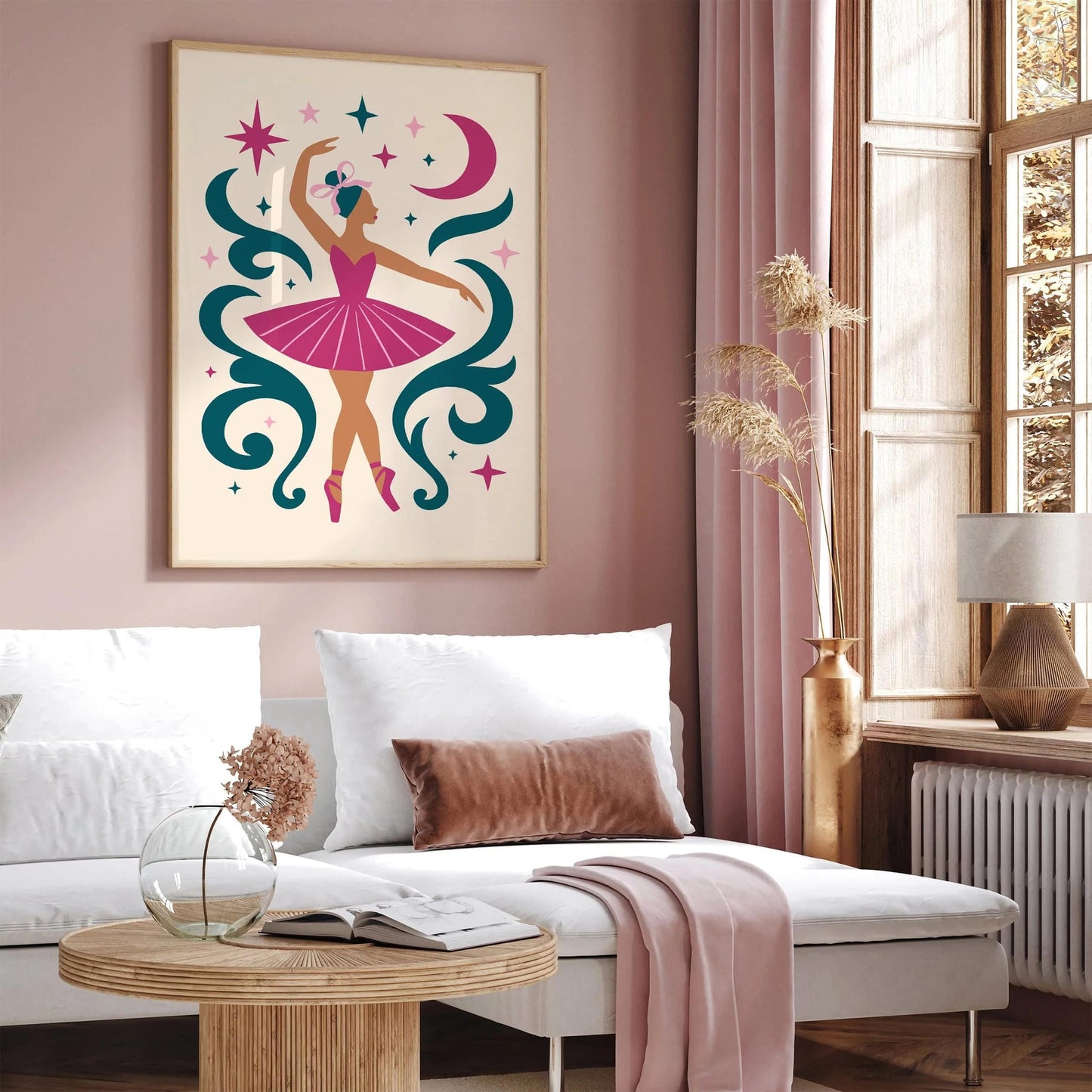 Cute Ballerina Art Print for Nursery Wall Decoration