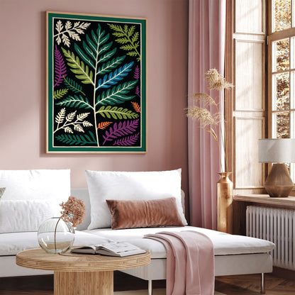 Colorful Fern Leaves Poster - Bohemian Tropical Art Print