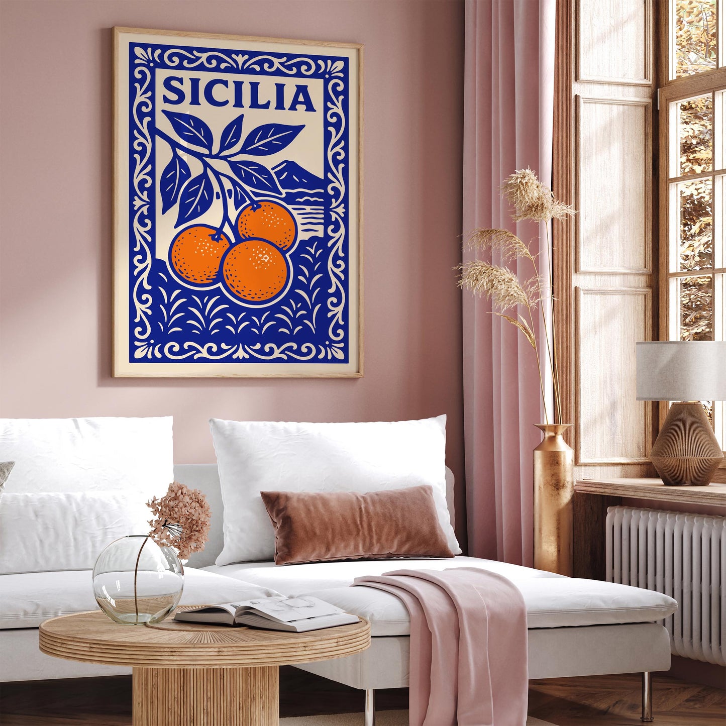 Sicilia Italy Poster - Blue Landscape of Sicily Art