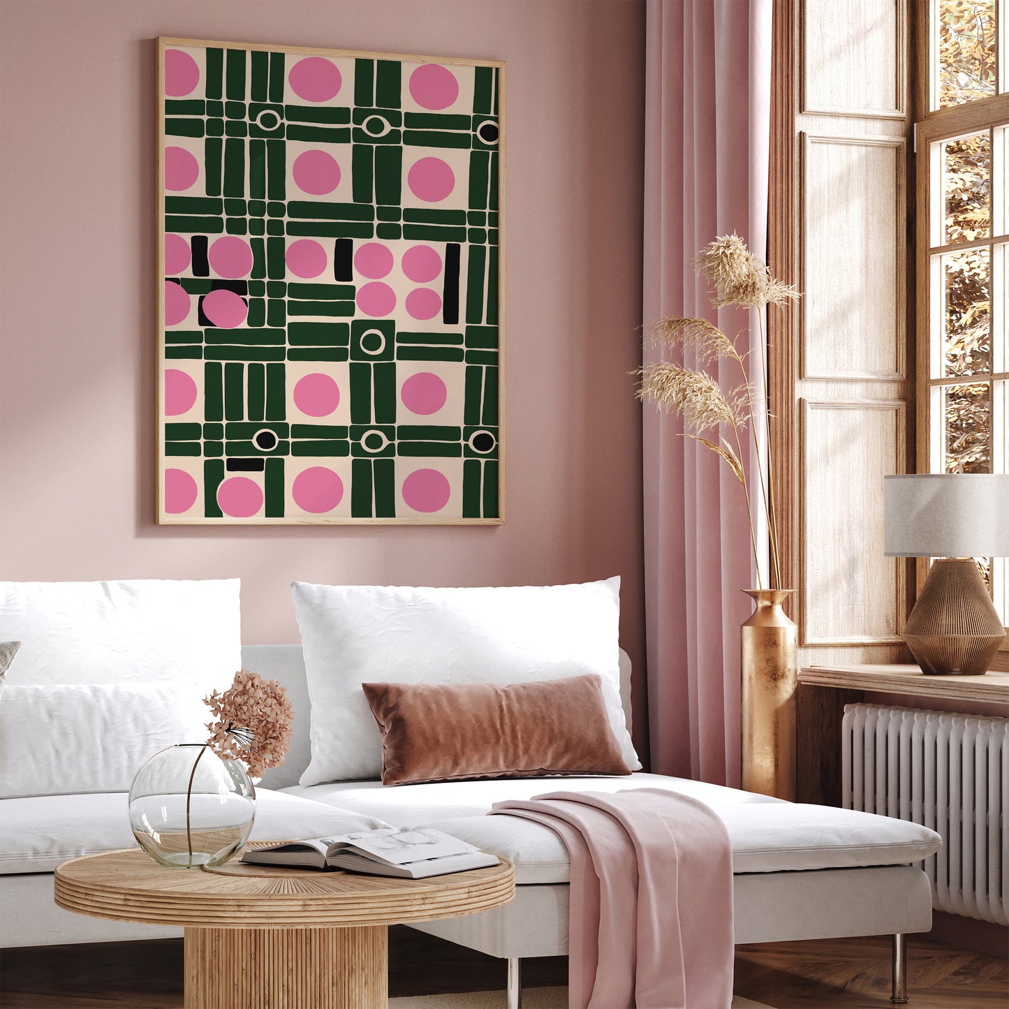 Modern Pink Green Abstract Print