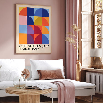 Copenhagen Jazz Festival Poster - Colorful Gemetric Retro Art Print
