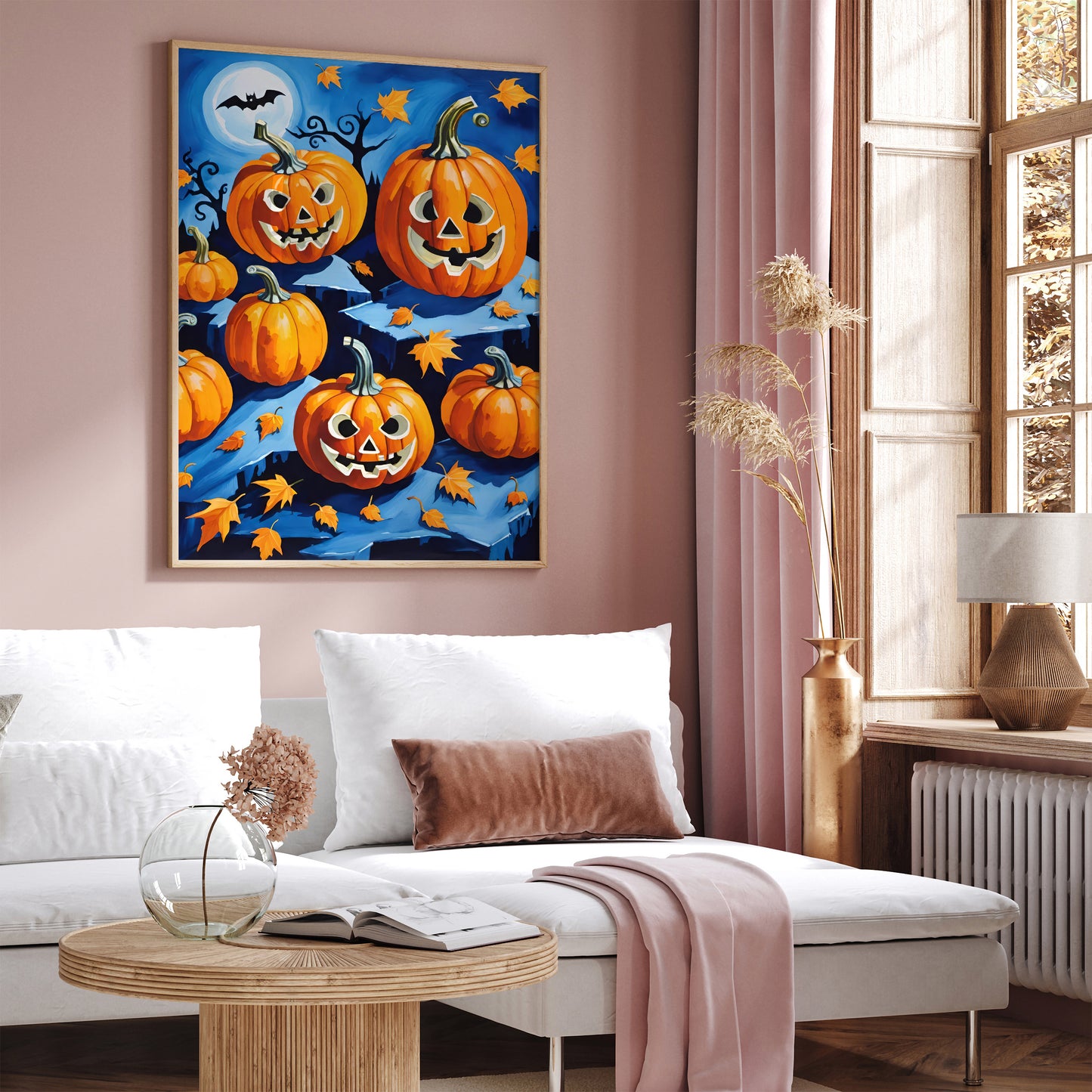 Jack-o'-lantern Halloween Blue Poster 2024