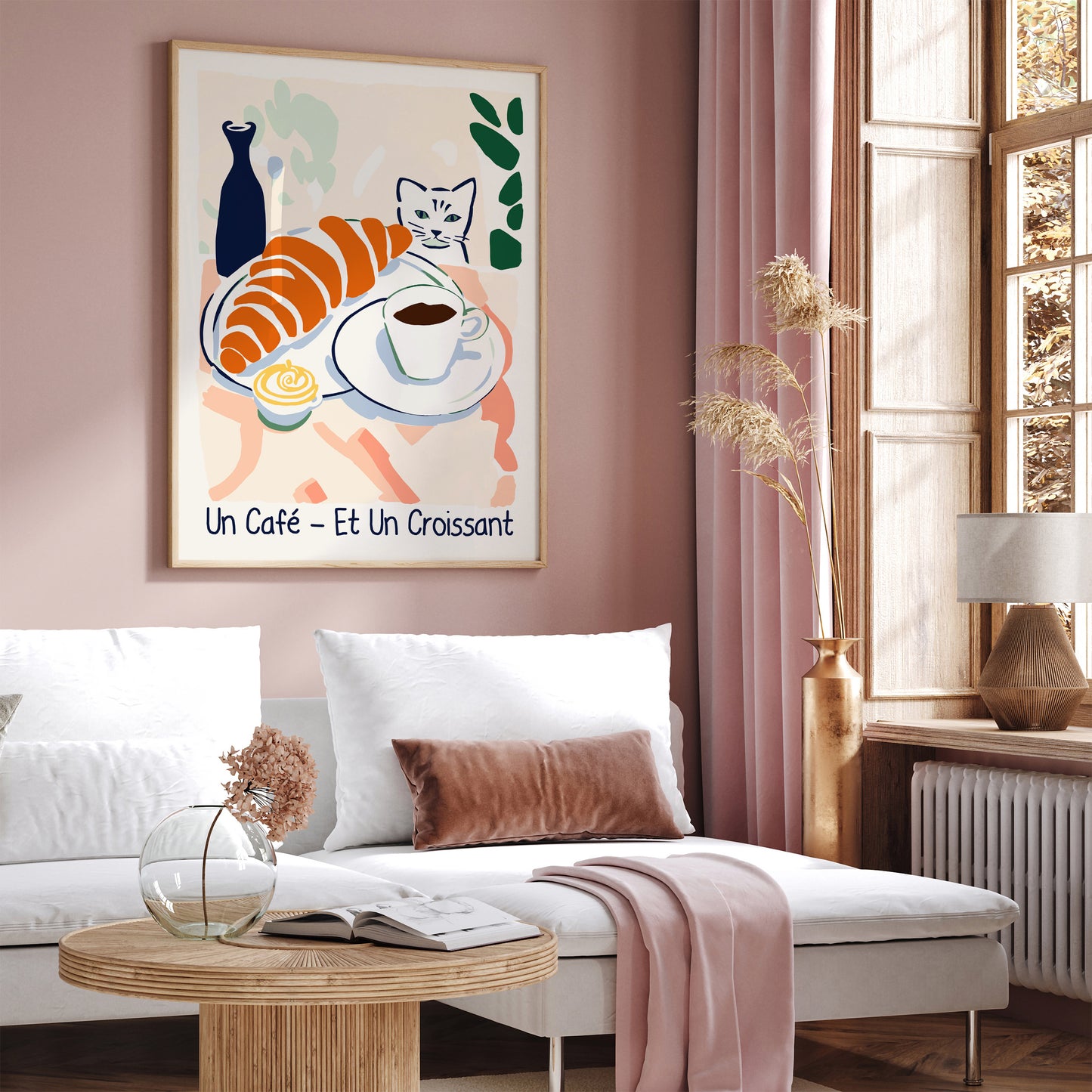 Cute Croissant Cat French Poster