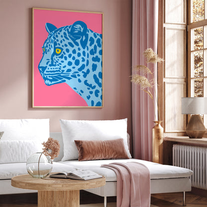 Blue Panther Artistic Wall Art Print