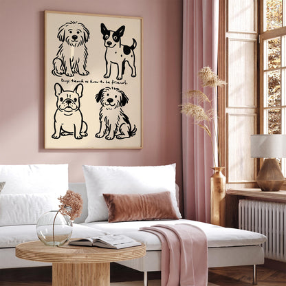 Funny Black Ink Dog Poster - Cute Dogs Wall Art Print