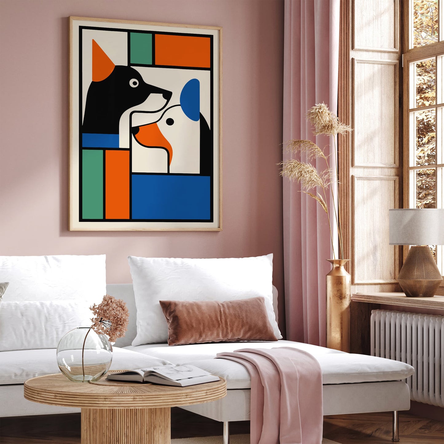 Modern Geometric Two Dogs Art Print