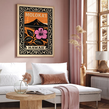 Molokai Island Hawaii Travel Poster
