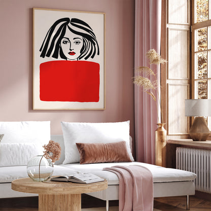Red Lips Girl Portrait Poster