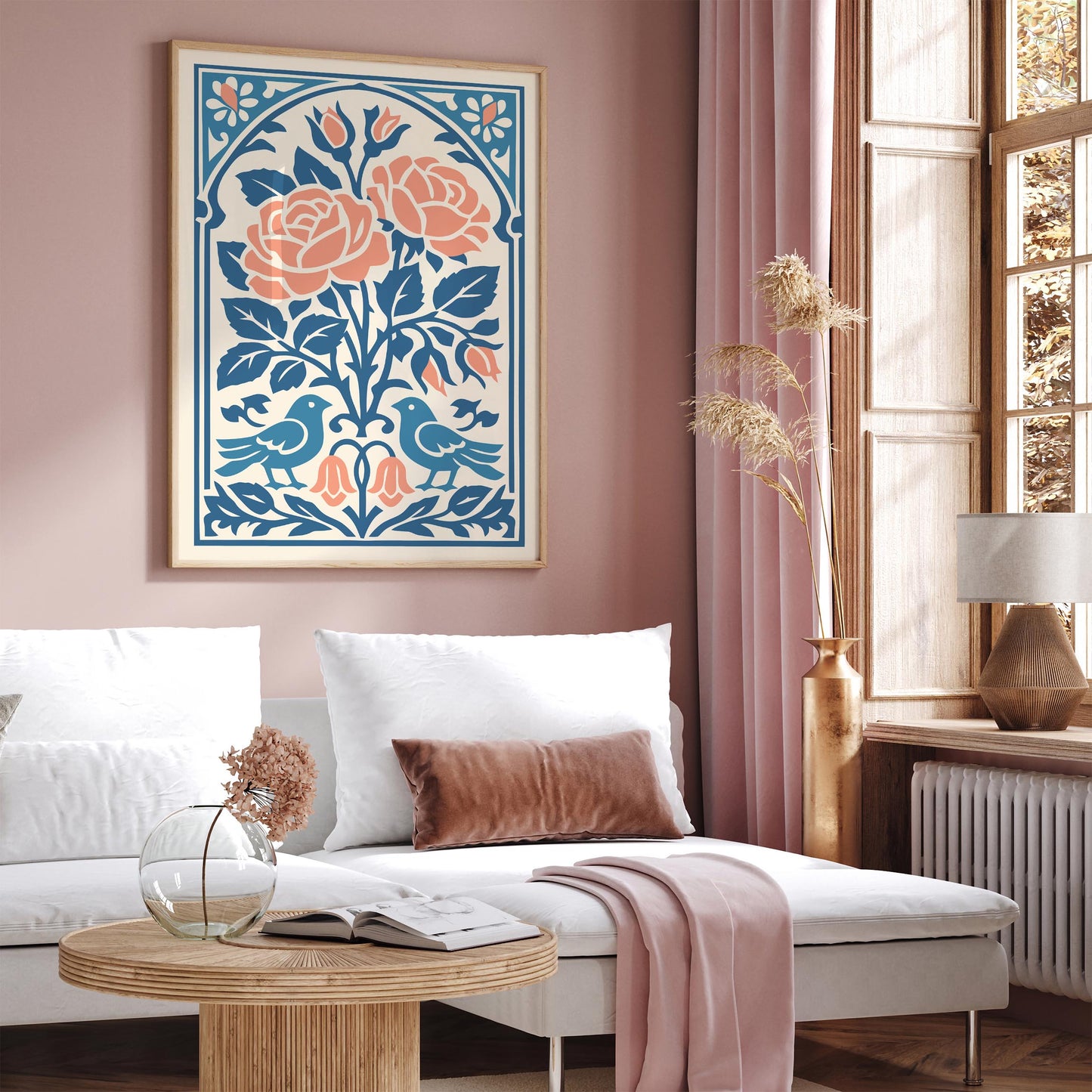 Roses & Birds Wall Art Print