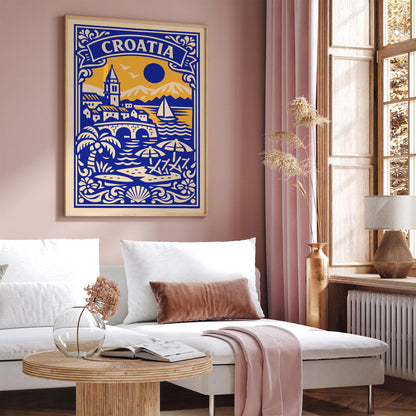 Croatia Travel Poster - Blue Adriatic Wall Art