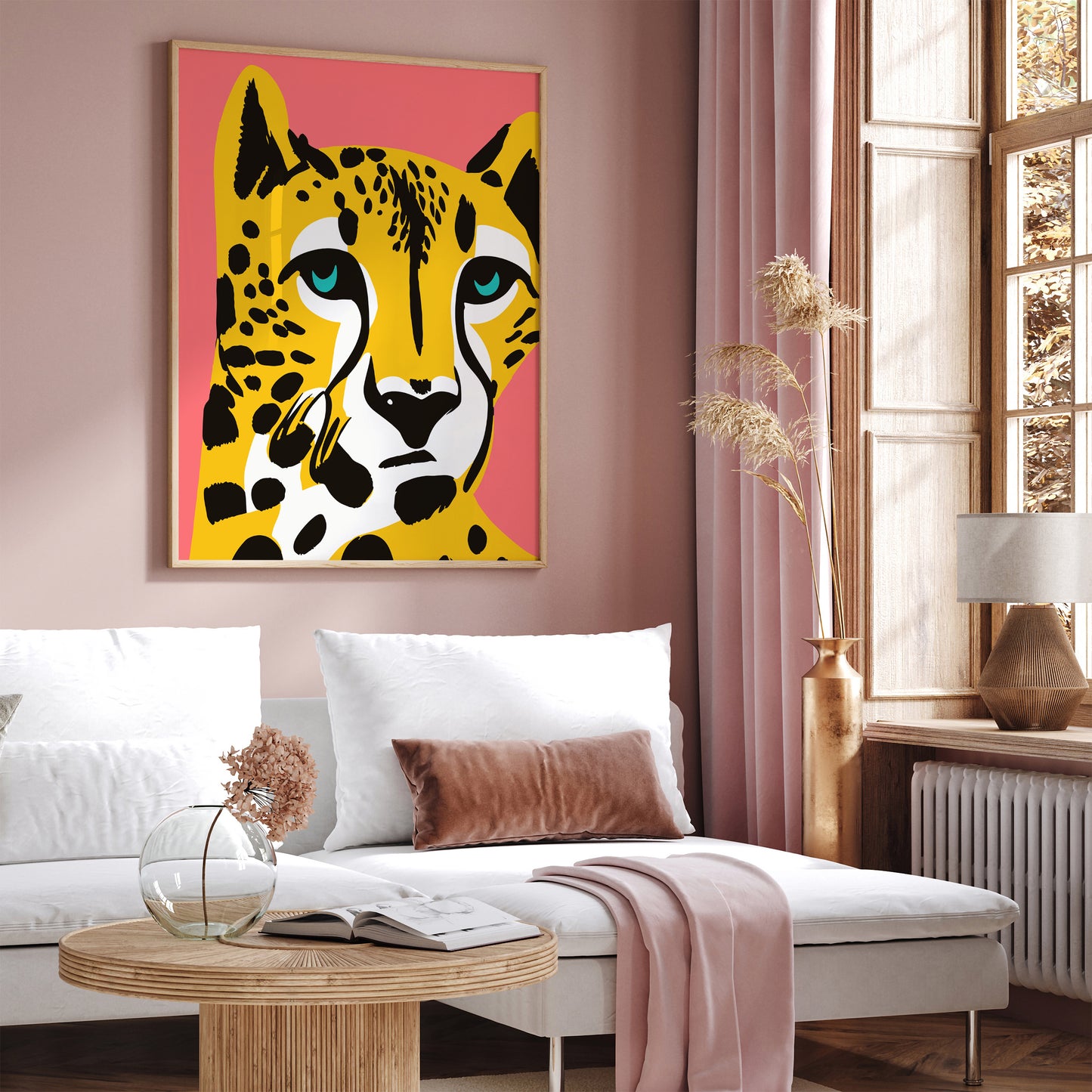 Moody Cheetah in Yellow Art Print