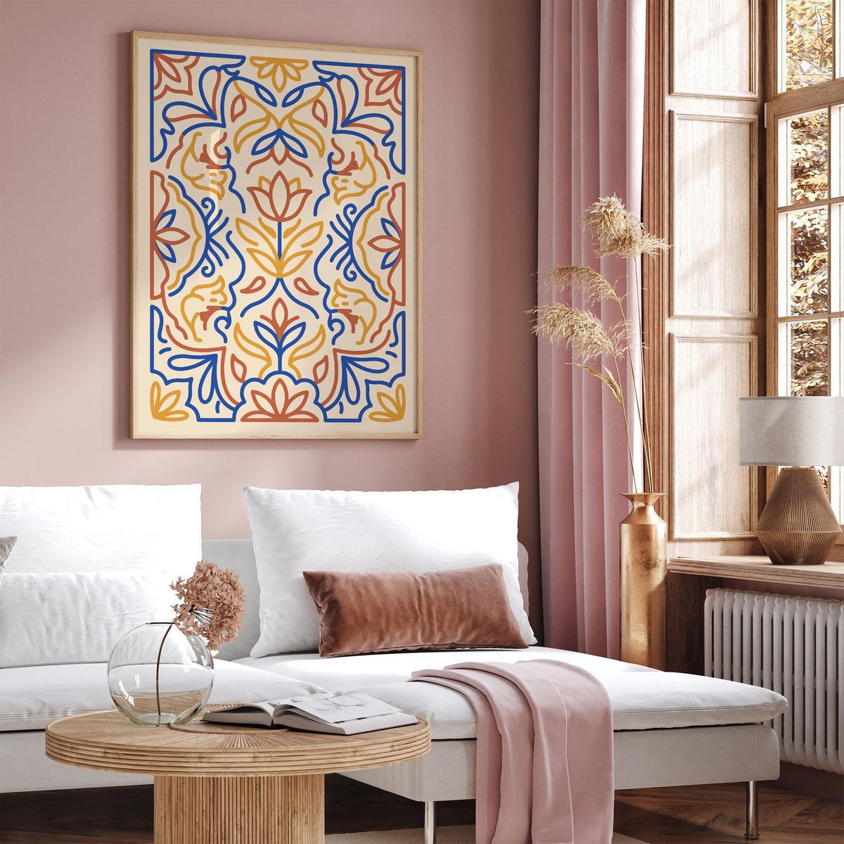 Mexican Talavera Floral Abstract Art Poster