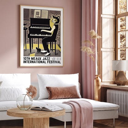 10th Meaux Jazz Festival - Piano Cat Poster