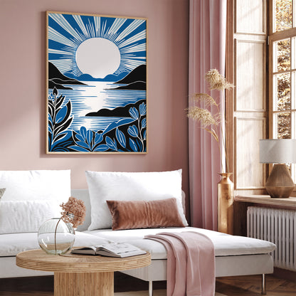 Blue Peaceful Sunset Wall Art