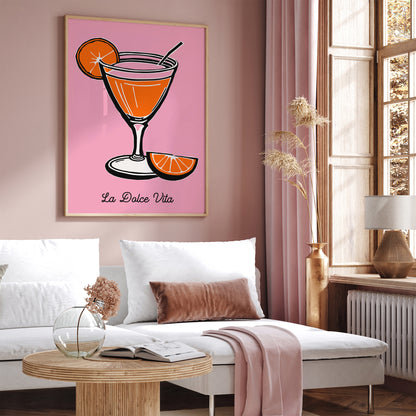 Pink Summer Poster La Dolce Vita Quote