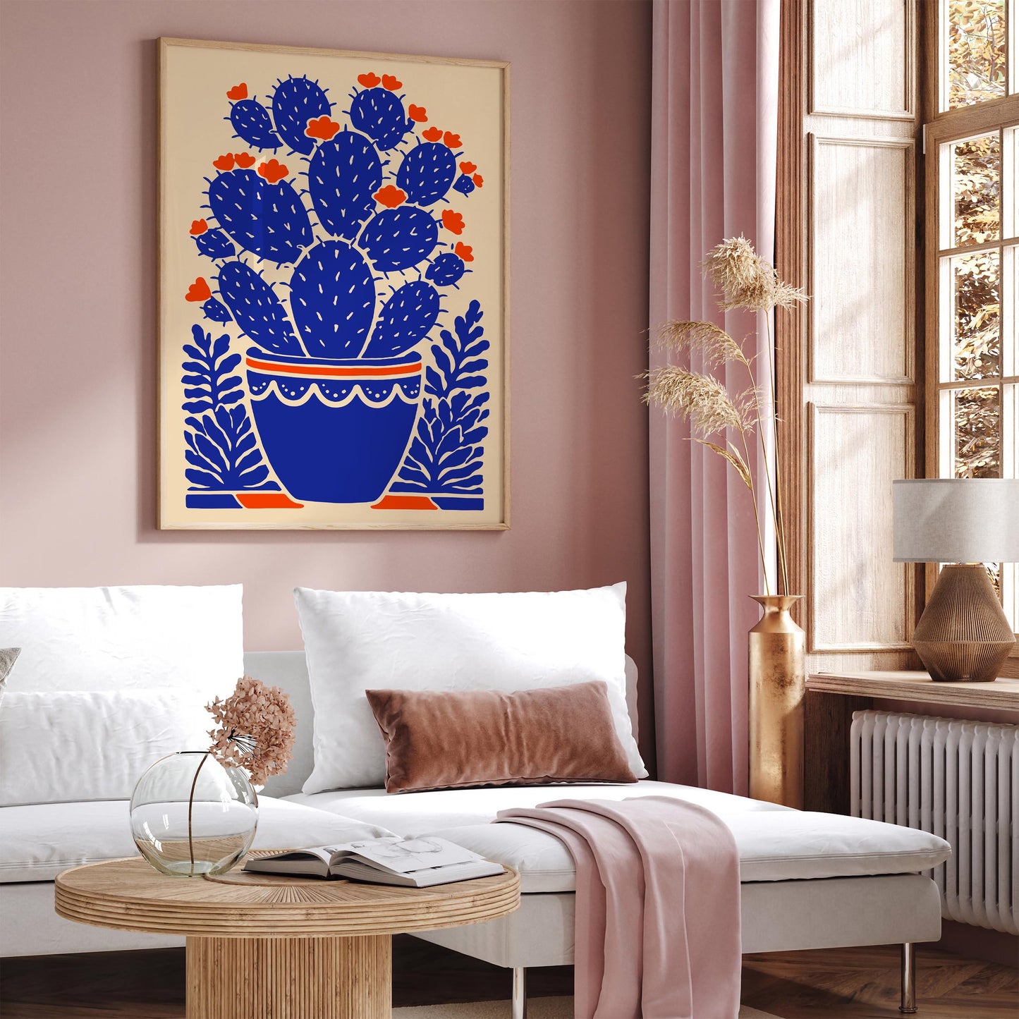 Blue Blooming Cactus Plant Print
