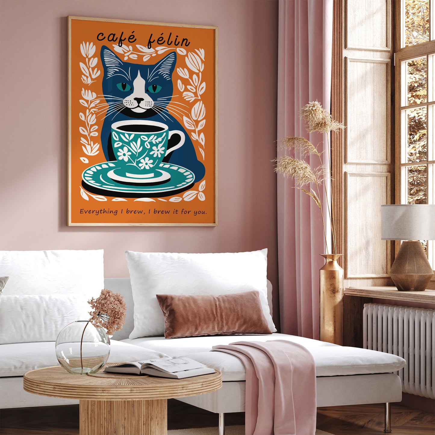 Cafe Felin Orange Kitchen Poster