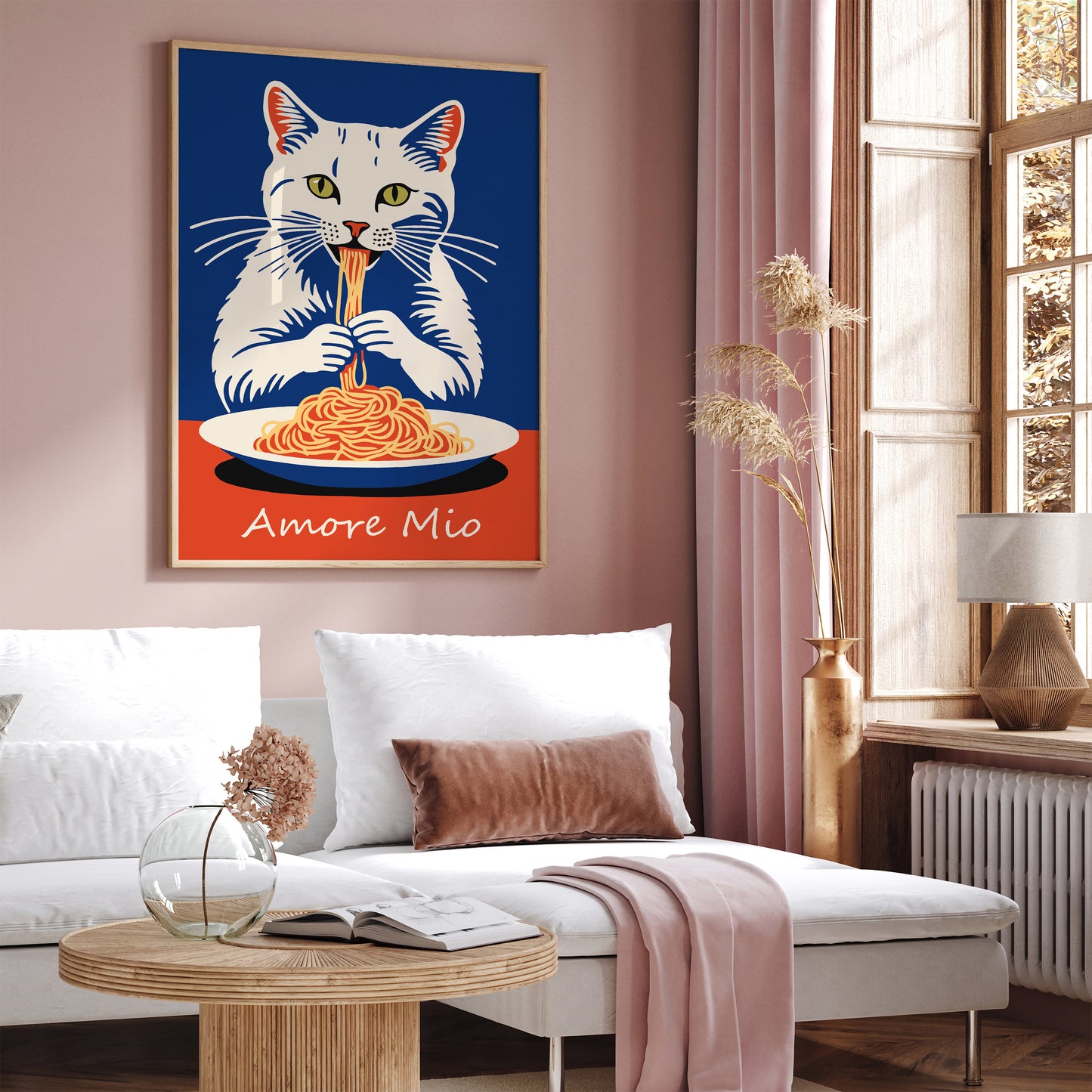Amore Mio Spaghetti Eater Cat Poster