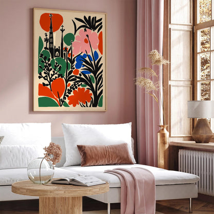 Barcelona Abstract Floral Art – Colorful Wall Print