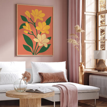 Yellow Freesia Flowers Poster - Boho Chic Wall Art Print