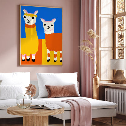 Funny Cute Llamas Kids Room Decor Art