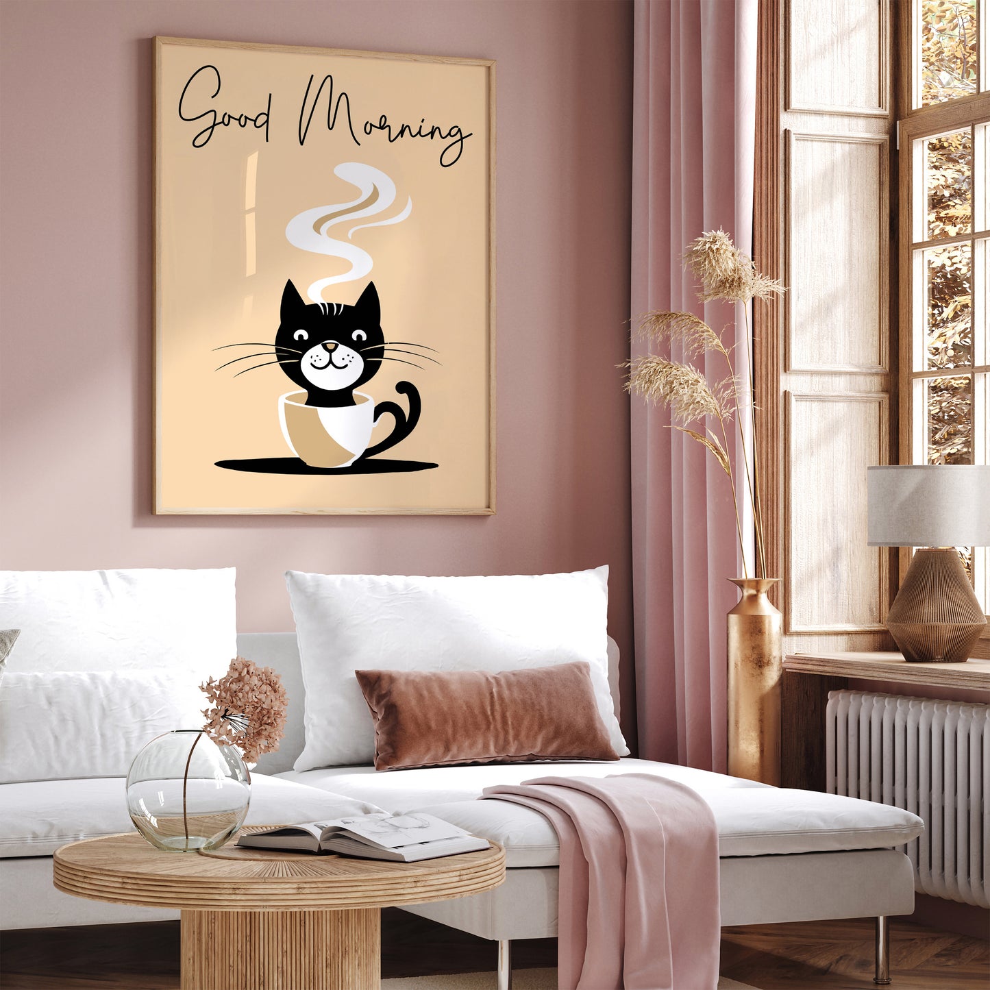 Good Morning Cute Coffee Cat Poster