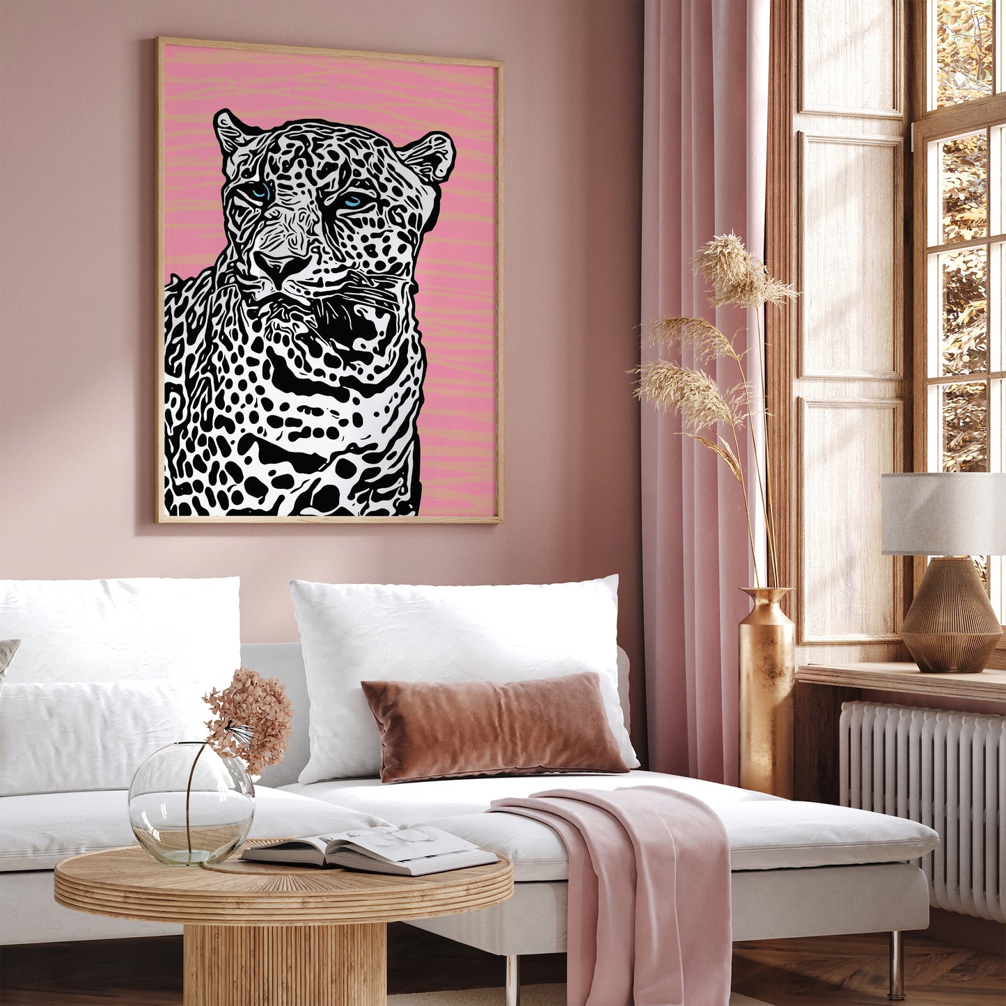 Bold Chic White Panther Cat Art Print