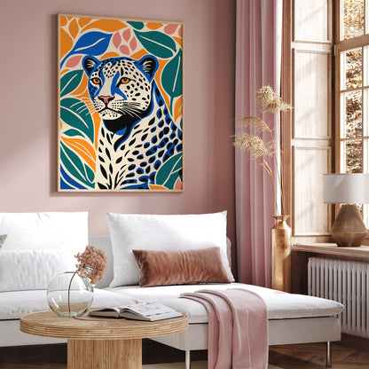 Cute Cheetah Art Print in Vibrant Colors