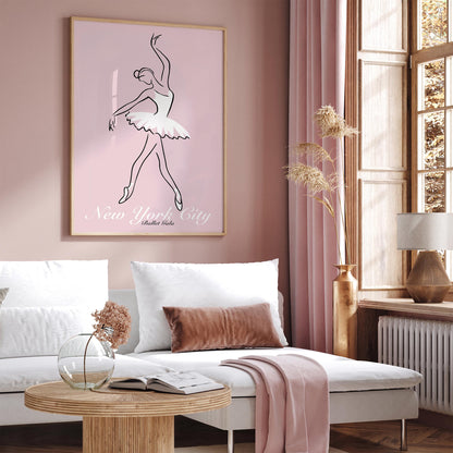 New York City Ballet Gala Poster - Pink Ballerina Wall Art